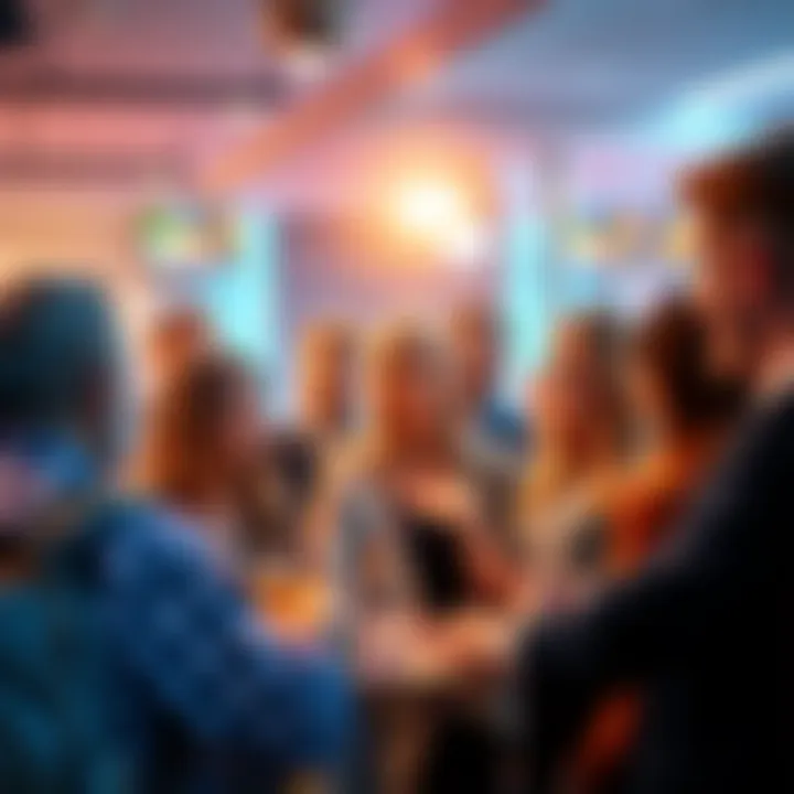 A group of people engaged in a lively discussion, sharing ideas and opinions.