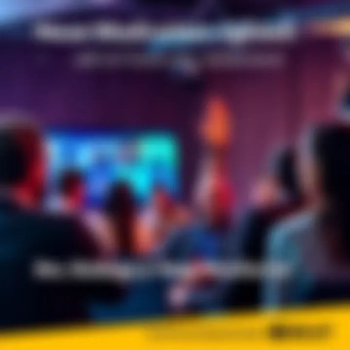 A group of diverse people discussing in an online forum, with one person raising their hand to show interest in becoming a moderator.