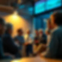 Community Reaction to Financial Loss People discussing the impact of a financial loss in a group setting