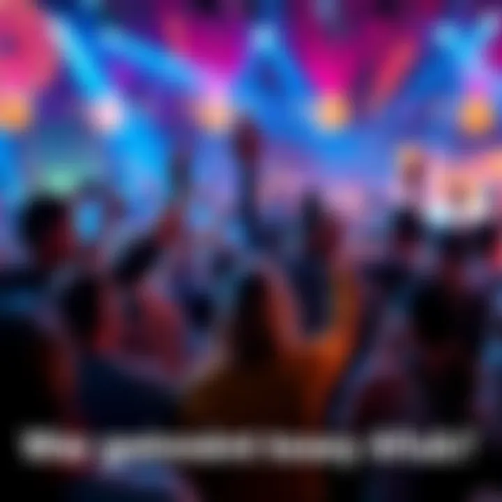 A vibrant scene showing people engaging in competitions, with excitement in the air as they compete for prizes.