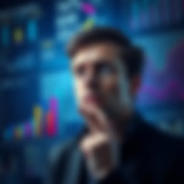 A person looking thoughtful with charts and graphs around them, representing different views on loss.