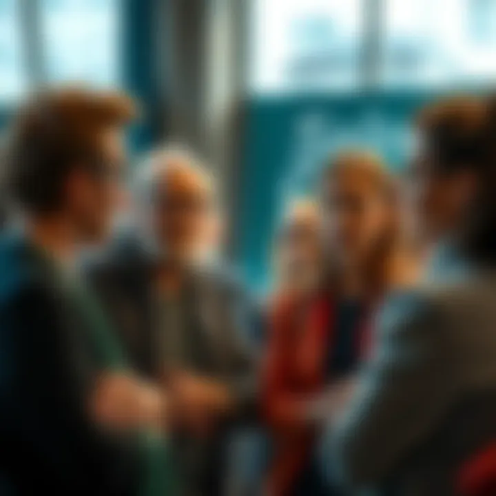 A group of people gathered, expressing concern about McDaniels' future, with worried expressions and engaged conversation.