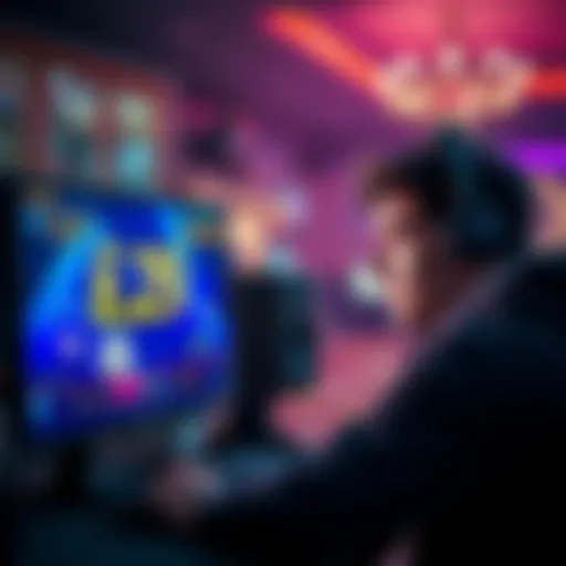 A worried player looking at a computer screen showing an online casino with a winning amount