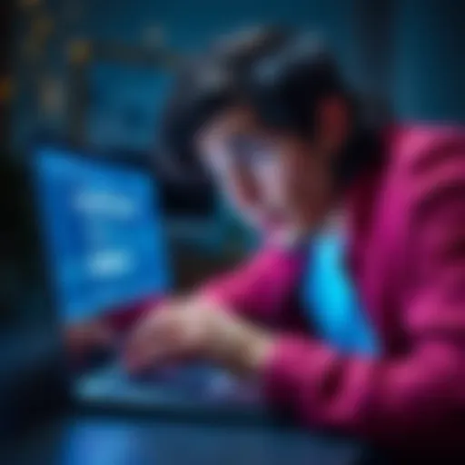 A person looking worried while checking a laptop with stackforgex website on the screen