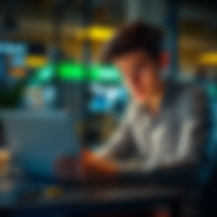 A worried person looking at their bank statement with a laptop in front of them, reflecting uncertainty about withdrawals.