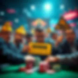 Players expressing frustration about WPTGold with warning signs and poker chips in the background