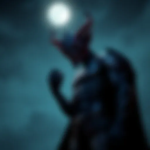 A confident demon stands under a moonlit sky, ready to earn trust for the night.