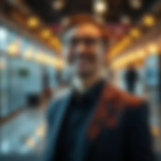 A person radiating confidence with a smile, standing tall in a professional setting