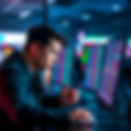 A person looking frustrated at their computer, unable to see their placed bets on a betting platform with dollar signs visible on the screen