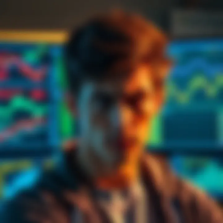 A frustrated player staring at screens displaying cryptocurrency prices and charts, symbolizing confusion over missing crypto deposit rewards.