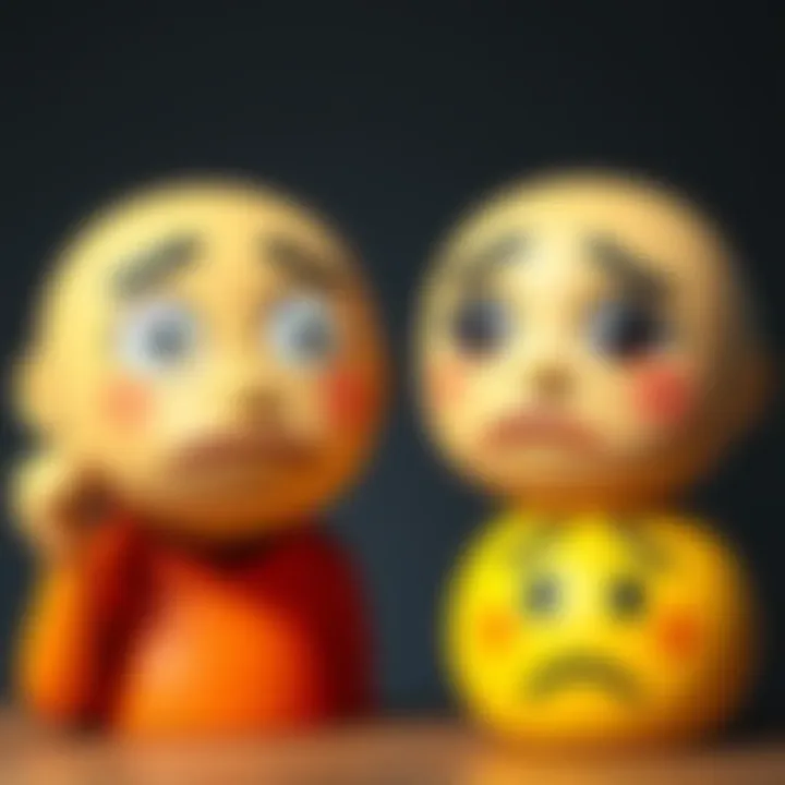 Two confused emoji characters representing emotions and communication