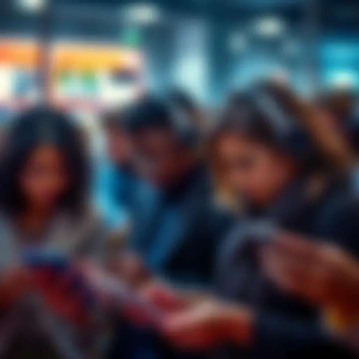 A group of people looking puzzled while reading a bonus email on their devices, sparking discussions in forums.
