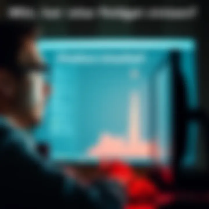 A person with a puzzled expression staring at a computer screen, questioning why their post received a loss. The scene conveys curiosity and confusion about social media engagement.