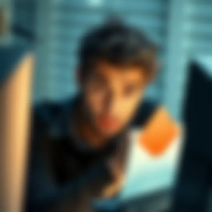 A person with a puzzled expression staring at a computer screen with an email open, showing a sense of confusion and frustration.