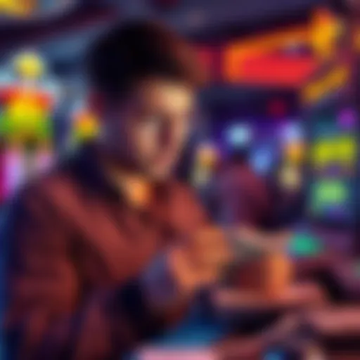 Confused player counting money A person looking puzzled while counting cash and checking a gaming screen showing winnings and losses