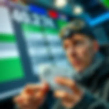 A close-up view of betting odds showing green and gray colors, with a person looking puzzled beside a betting slip.