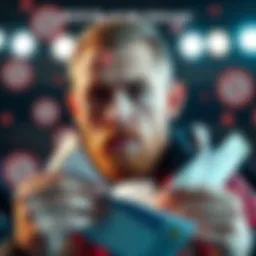 Conor McGregor holding betting slips, surrounded by sports betting symbols