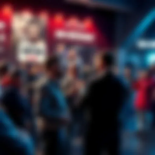 People engaged in discussions about betting on Conor McGregor, showing various opinions and advertisements influencing their choices.