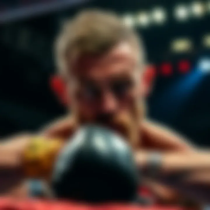 Conor McGregor preparing for a fight in the boxing ring, showcasing determination and focus.
