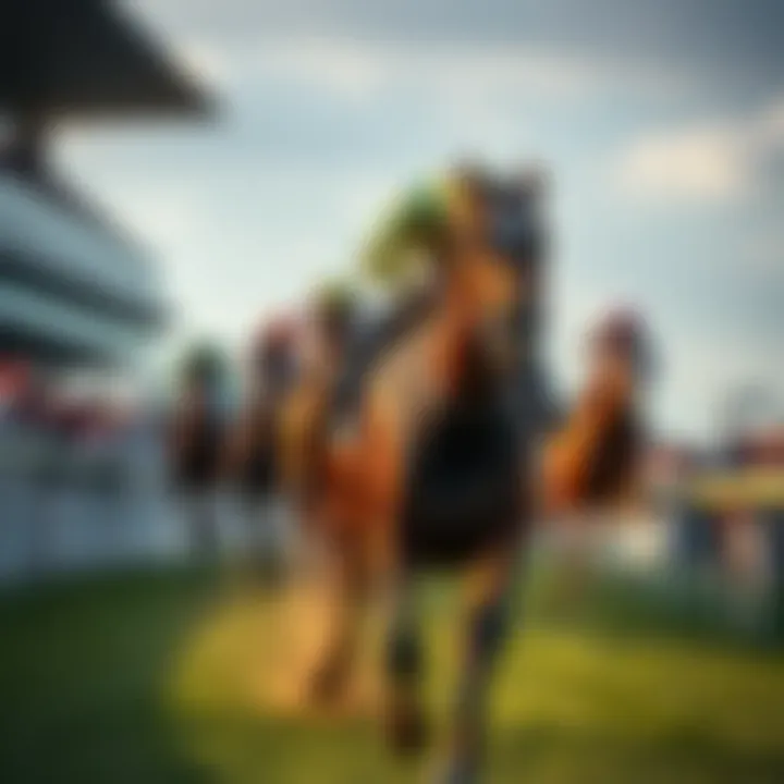 A thoroughbred horse named Constitution Hill sprinting on a racetrack, with spectators cheering in the background.