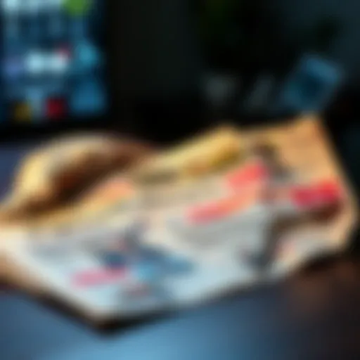 A newspaper with bold headlines about scandals and public trust issues on a table