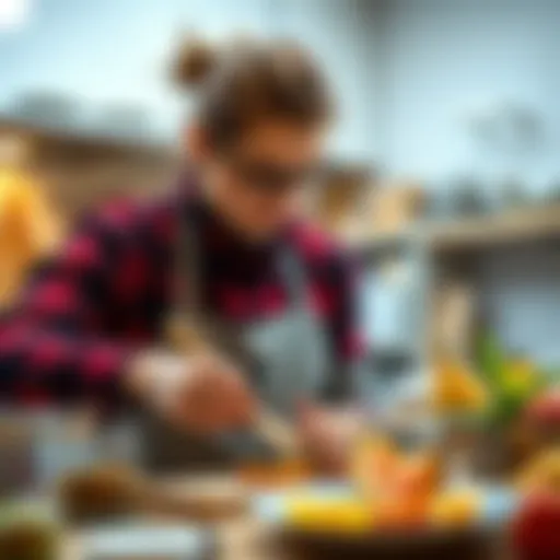 A person experimenting with cooking using basic ingredients and a small budget, showcasing creativity in the kitchen.