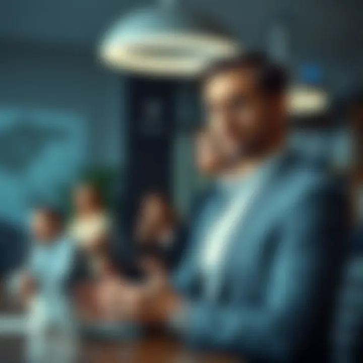 Cooper confidently presenting his business strategies in a meeting setting