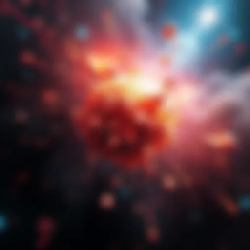 An artistic depiction of a cosmic explosion representing the concept of a small bang, with colorful bursts and stars in the background