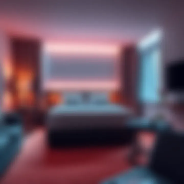 A cozy hotel room with modern decor showing a comfortable bed and stylish furnishings, illustrating how to book Cosmo rooms