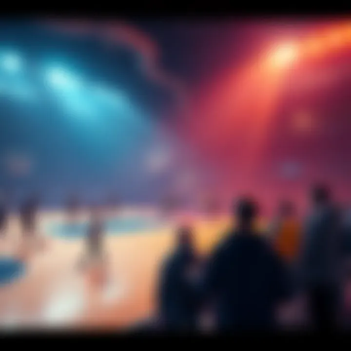 People sharing predictions and tips for the KING OF THE COURT event on a basketball court