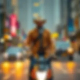 A cowboy figure on a busy street in 2026, blending traditional cowboy attire with modern elements like a smartphone and electric vehicle
