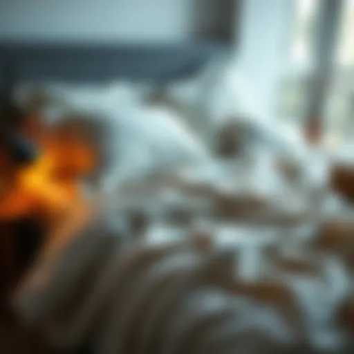A comfortable bed with soft pillows and a cozy blanket, inviting for a good night's sleep on a Monday night.