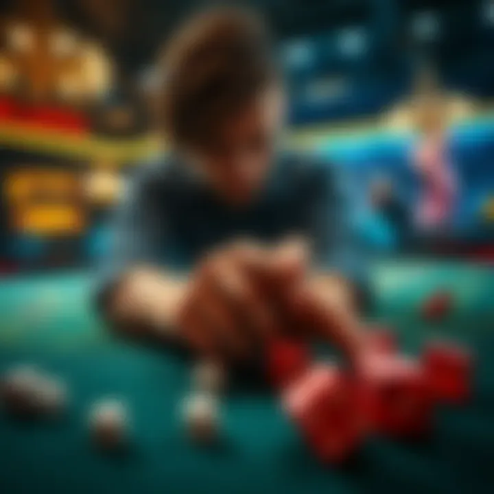 A person looking frustrated at a craps table with dice scattered and a losing bet