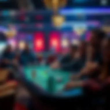 A group of people playing craps at a dimly lit casino table during late night hours, showing excitement and concentration