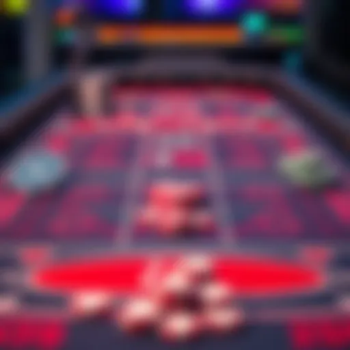 A craps table showing Iron Cross and 3-Point Molly betting strategies with chips placed on the layout