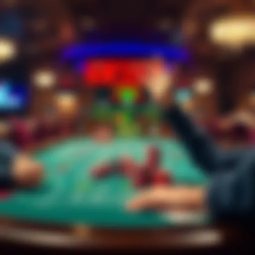Craps Table Action A player at a craps table celebrating a win, with chips stacked up, showing excitement and strategy in the game.