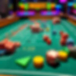 A craps table featuring colorful chips and dice, illustrating a betting strategy on 5/9 for $36