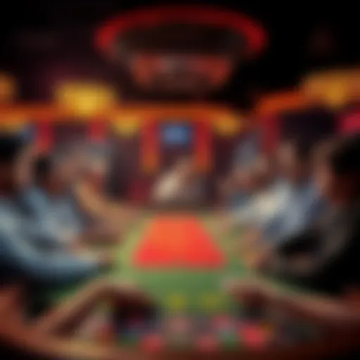 A craps table filled with players, displaying a tense atmosphere as some appear frustrated while others celebrate wins.