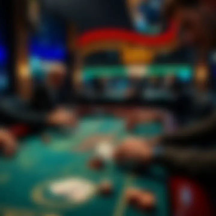 Craps table showing players placing bets with cards and chips