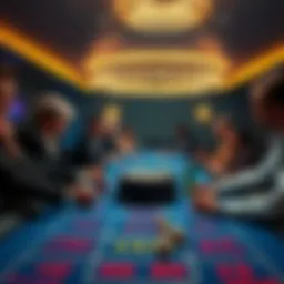 Group of players at a craps table, excitedly rolling dice and placing bets
