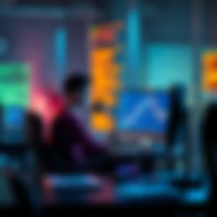 A person sitting at a computer, reviewing account creation processes in a digital workspace.