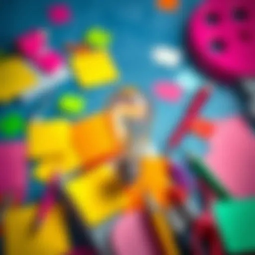 A light bulb surrounded by colorful sticky notes and art supplies, symbolizing inspiration for creative projects.