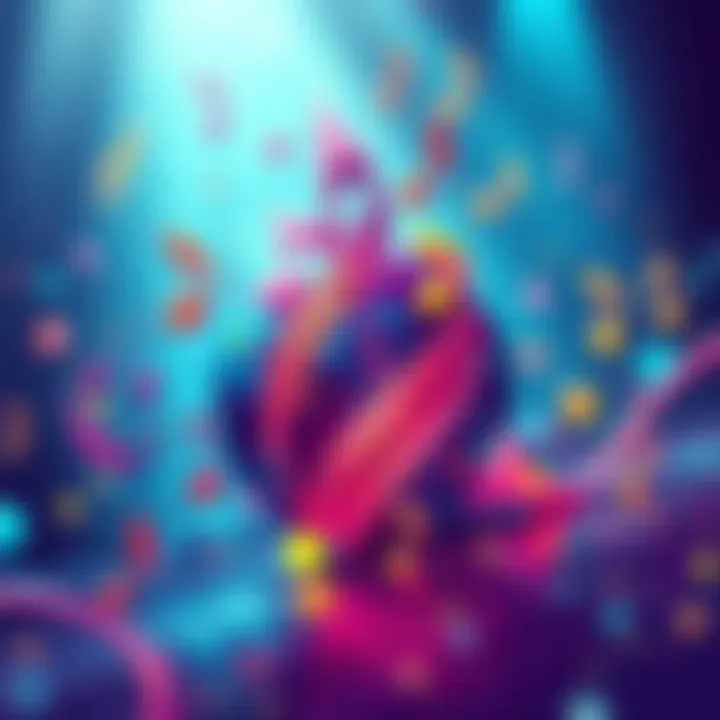 Creative wordplay in music A colorful illustration showing musical notes intertwined with words to symbolize the connection between lyrics and music.