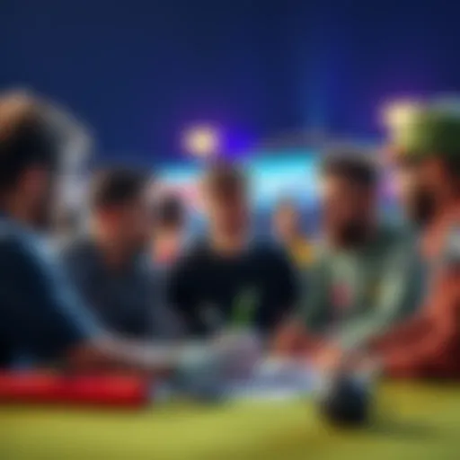 A group of cricket fans analyzing match strategies and discussing betting tips for IPL games.