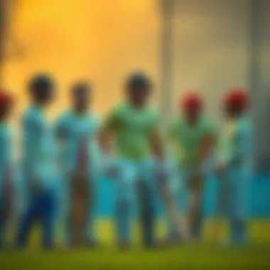 Group of cricketers discussing strategies before a game