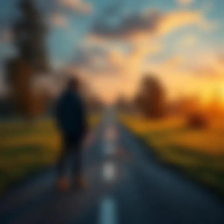 A person looking at two paths in a park, symbolizing a choice for a better life after struggling with gambling addiction.