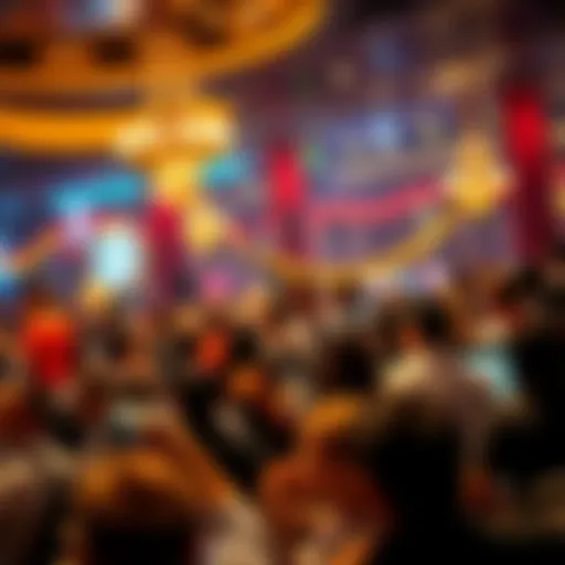 A busy casino filled with people sweating while playing games, showing a hot atmosphere