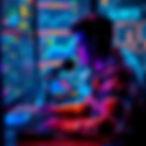A person strategizing at a computer, working on challenges to win the Crowncoins main prize.