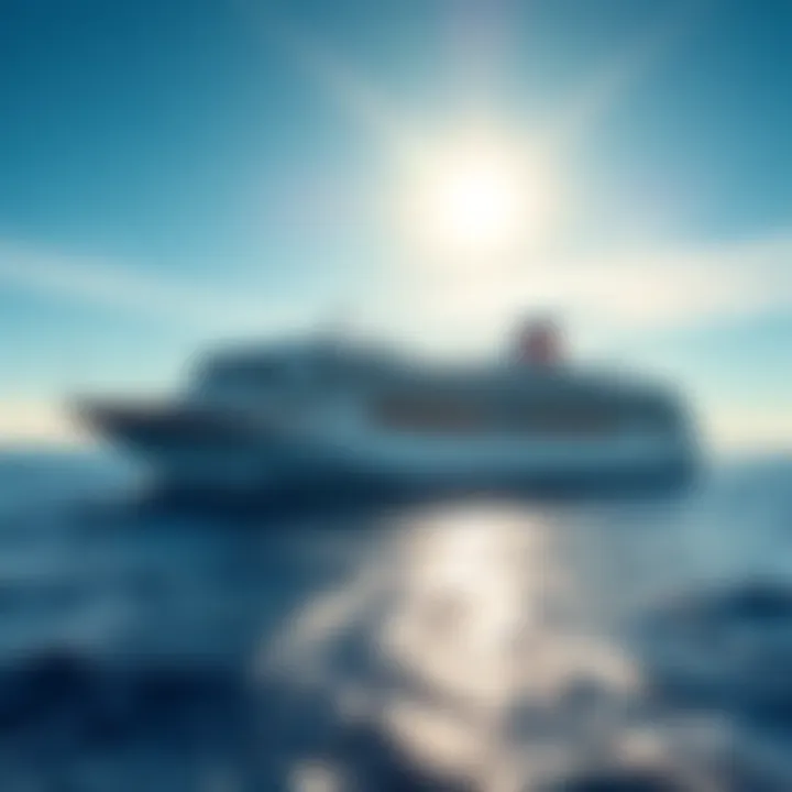 A large cruise ship sailing on the ocean under a clear blue sky
