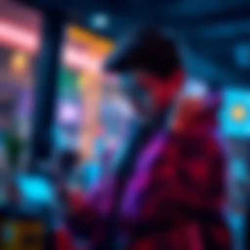 A beginner checking a phone for cryptocurrency deposit options with $20 displayed.